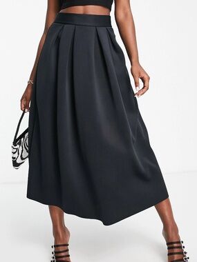 ASOS Pleated A-Line Scuba Midi Skirt